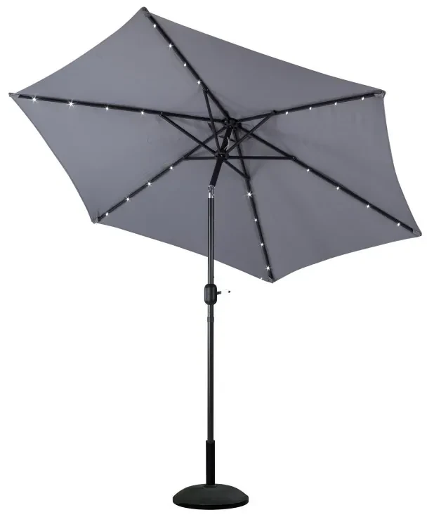 DEMA Alu slnečník so solárnym LED osvetlením 270 cm Triest, antracit