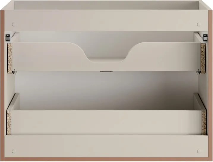 Závesná skrinka Bella kašmírová Wiki s doskou a umývadlom 120 cm béžová/dub olejovaný