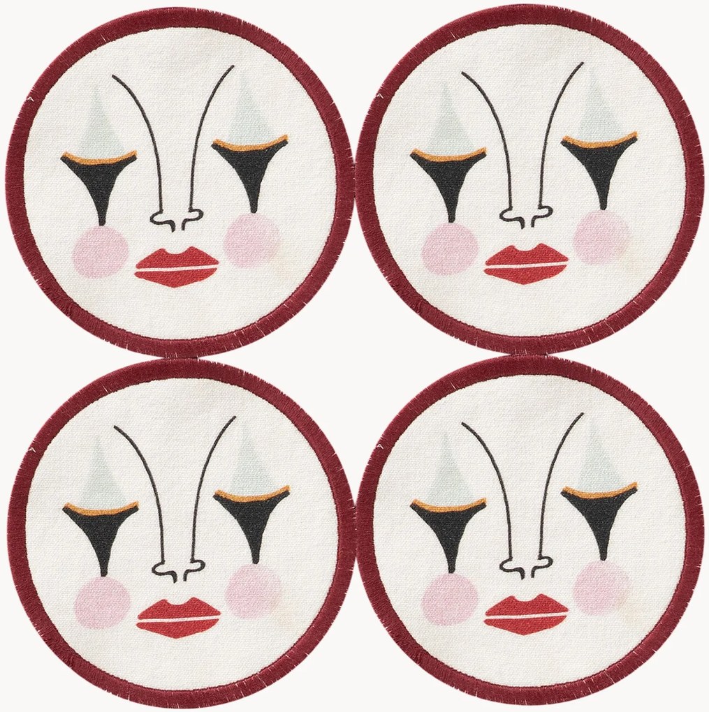 Ručne maľované podložky Pierrot, 4 ks