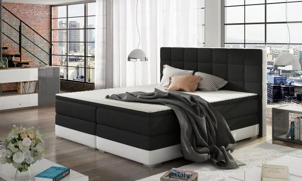 Posteľ Boxspring Damasia 200 x 180, zelená / šedá (látka - 11)