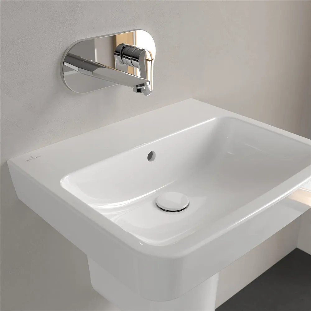 VILLEROY &amp; BOCH O.novo závesné umývadlo bez otvoru, s prepadom, 550 x 460 mm, biela alpská, s povrchom CeramicPlus, 4A4157R1