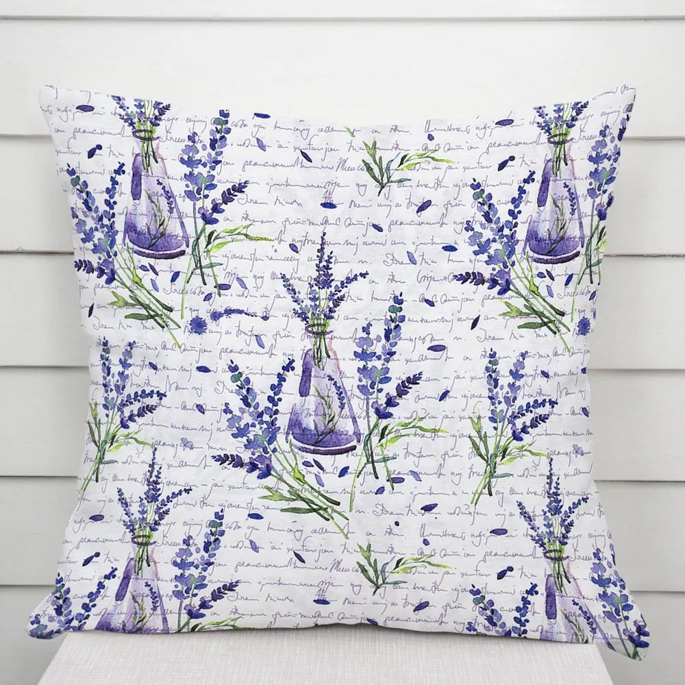 Biante Dekoračná obliečka na vankúš PML-082 Vetvičky levandúľ s vázičkami 35 x 45 cm