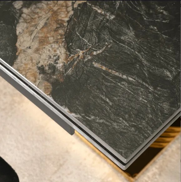 Rozkladací stôl RONNY 160–240 cm Čierny mramor / Zlatá