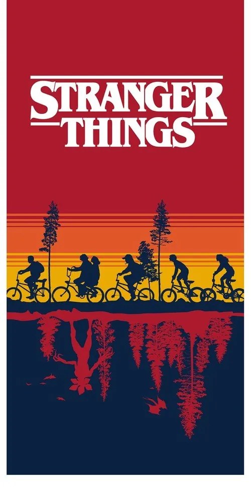 Červená bavlnená detská osuška 70x140 cm Stranger Things – Jerry Fabrics