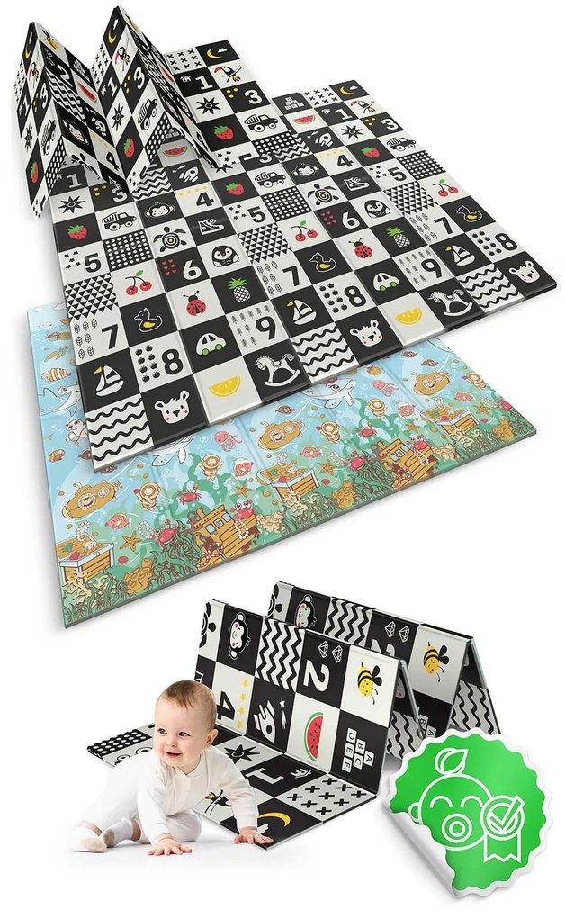 Penová podložka 200 x 180 x 1 cm Nukido NK-340 oceán-čísla