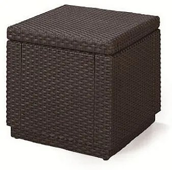 Deokork Záhradný ratanový taburet CUBE (hnedý) ZADARMO PODUŠKA