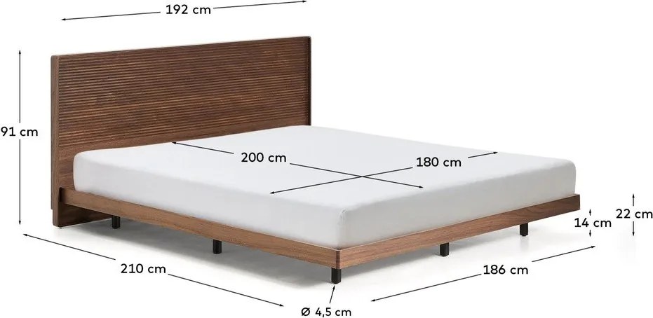 Hnedá dvojlôžková posteľ z brezového dreva s roštom 180x200 cm Norlen – Kave Home