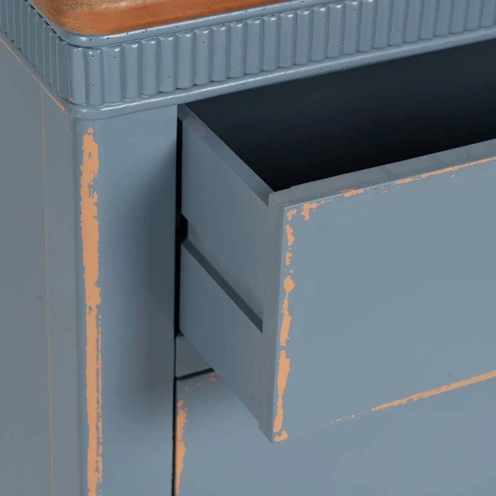 Modrá nízka komoda z jedľového dreva 115x90 cm Shabby – Ixia