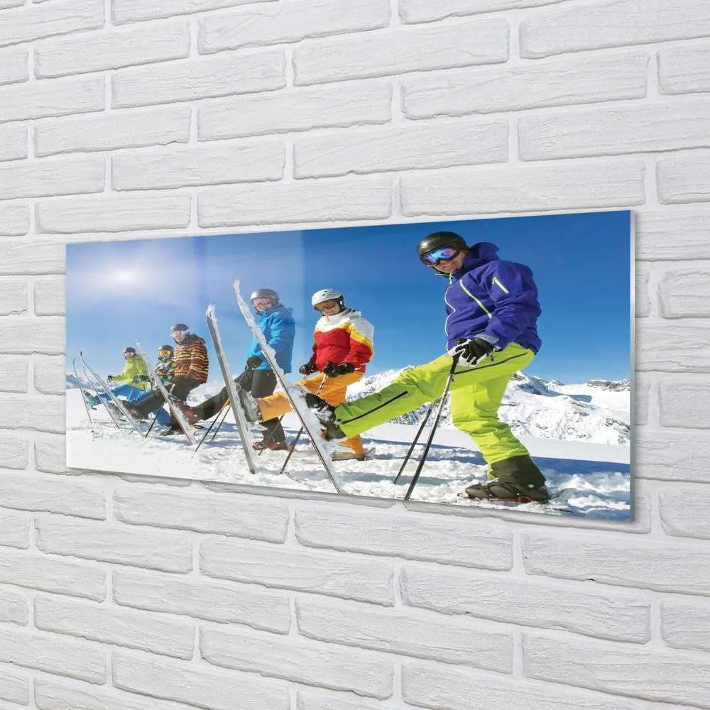 Obraz plexi Lyžiari zimné hory 120x60 cm
