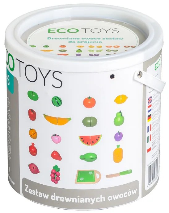 Drevené ovocie na krájanie 20 ks, ECOTOYS