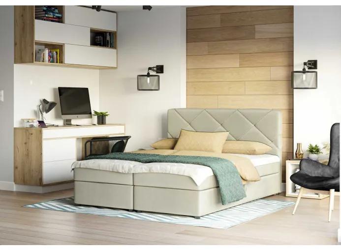 Manželská posteľ s prešívaním KATRIN 160x200, béžová