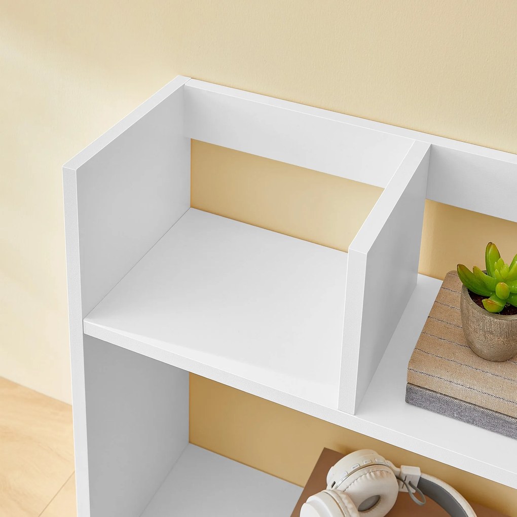 Polica na písací stôl, organizér so 6 policami, 80 × 20 × 50 cm, biely