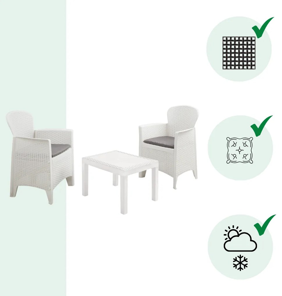 I.P.A.E-Progarden Záhradný set AKITA, 3-dielny, biela