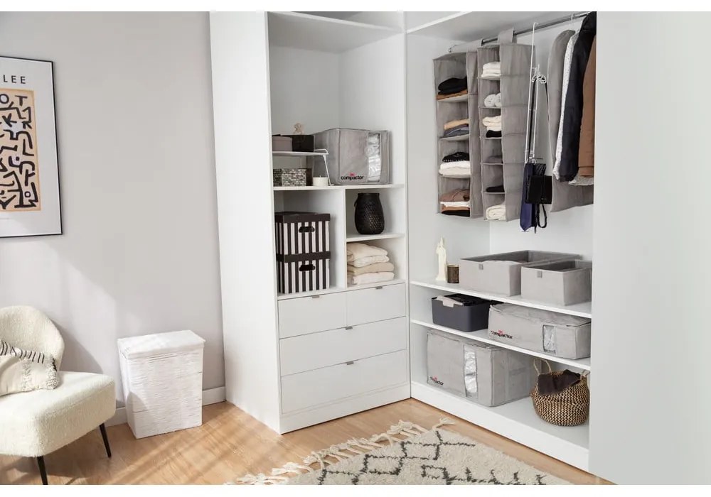 Sivý kompresný úložný box Compactor Oxford, 210 l