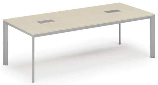 Stôl INVITATION 2400 x 1200 x 740, breza + 2x stolná zásuvka TYP I, strieborná