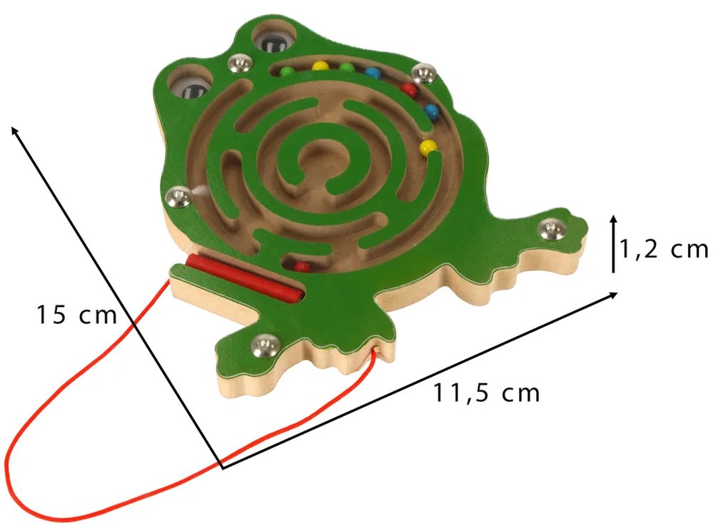 KIK Magnetické žabie bludisko s magnetickým štýlusom – guľôčkové puzzle pre deti