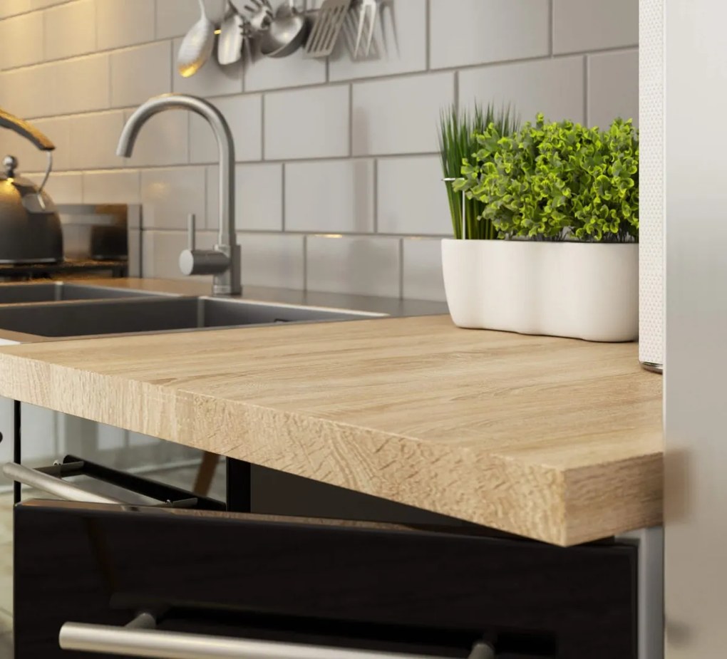 Kuchynská skrinka Olivie S 80 cm 2D biela/čierny lesk/dub sonoma