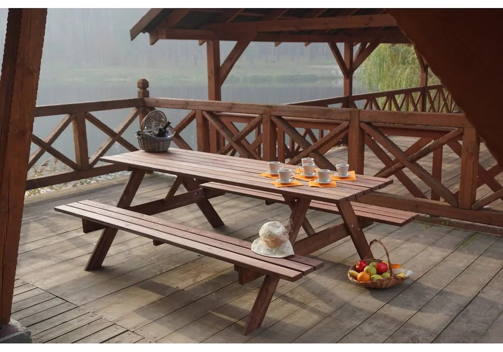Záhradný jedálenský set z borovicového dreva pre 6 Piknik - Rojaplast
