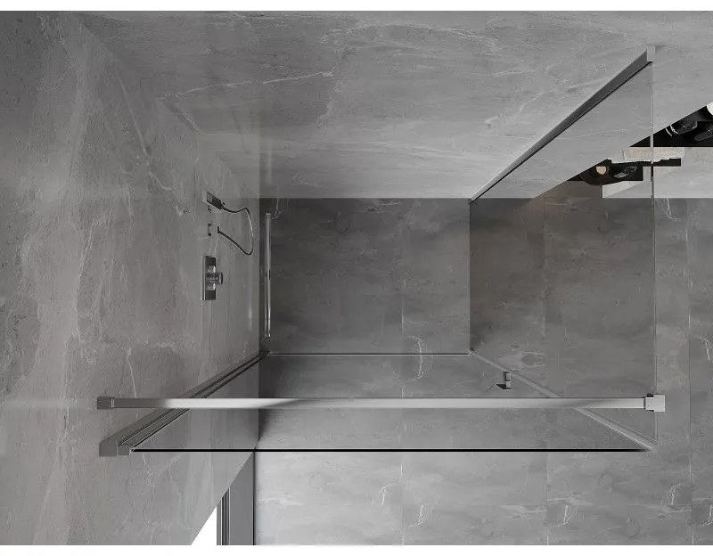 Mexen Mist-B, 1-krídlový výklopný sprchový kút 85 x 70 cm, číre sklo, chrómový profil, 8A2T-085-070-01-00