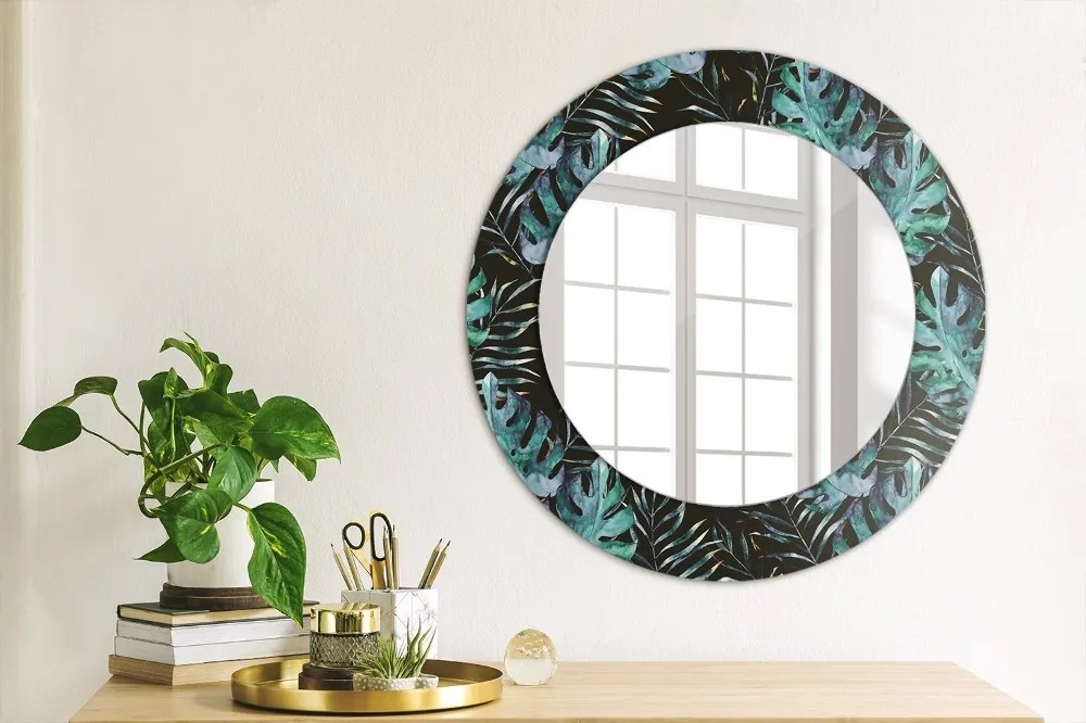 Okrúhle ozdobné zrkadlo Exotické listy fi 50 cm
