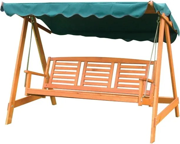 Zeleno-hnedá drevená záhradná hojdačka Eden – Rojaplast