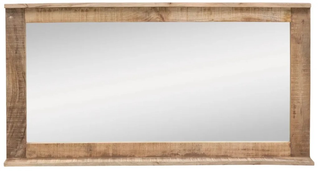 furniture-nabytek.cz - Masivní koupelnové zrcadlo Pune II z mangového dřeva, lakované, přírodní barva – 124×65 cm