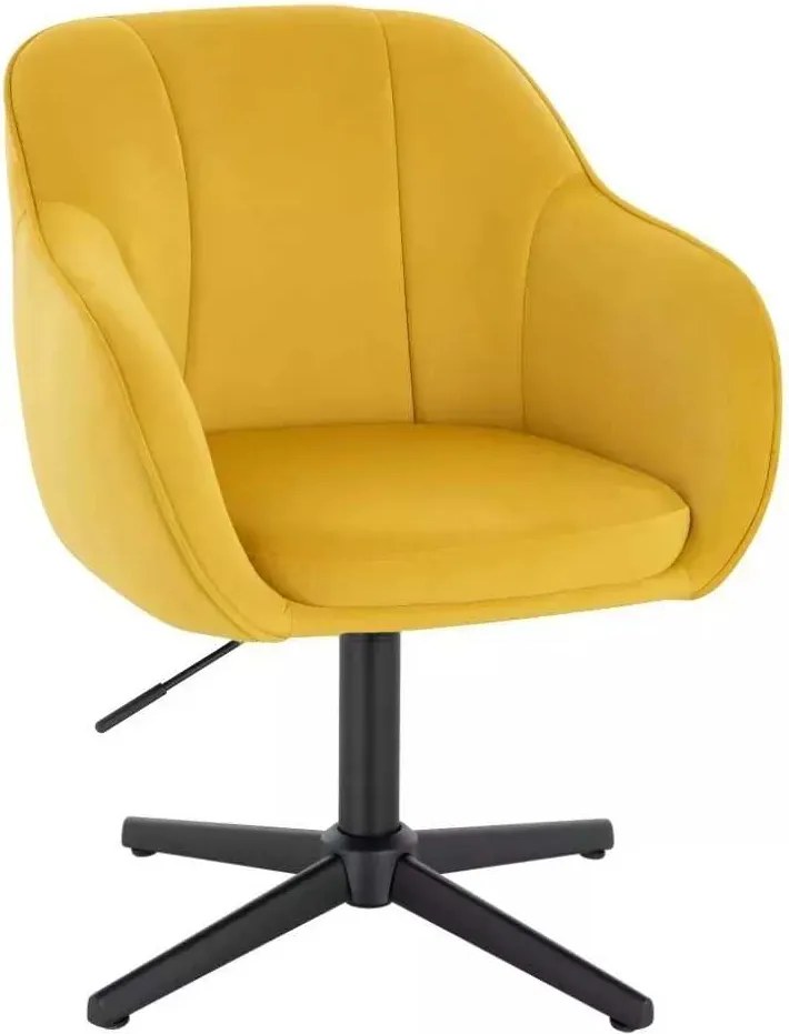 LuxuryForm DESIGN Stolička AVOLA VELUR na čiernom kríži - žltá