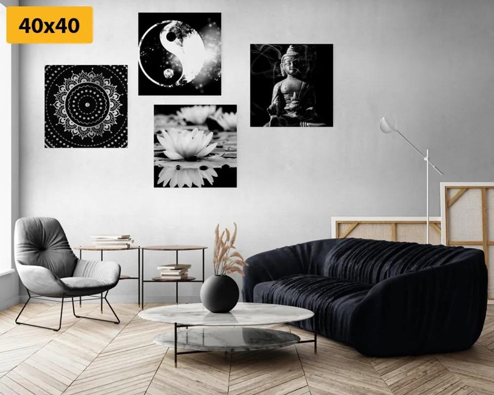Set obrazov Feng Shui v čiernobielom prevedení - 4x 60x60