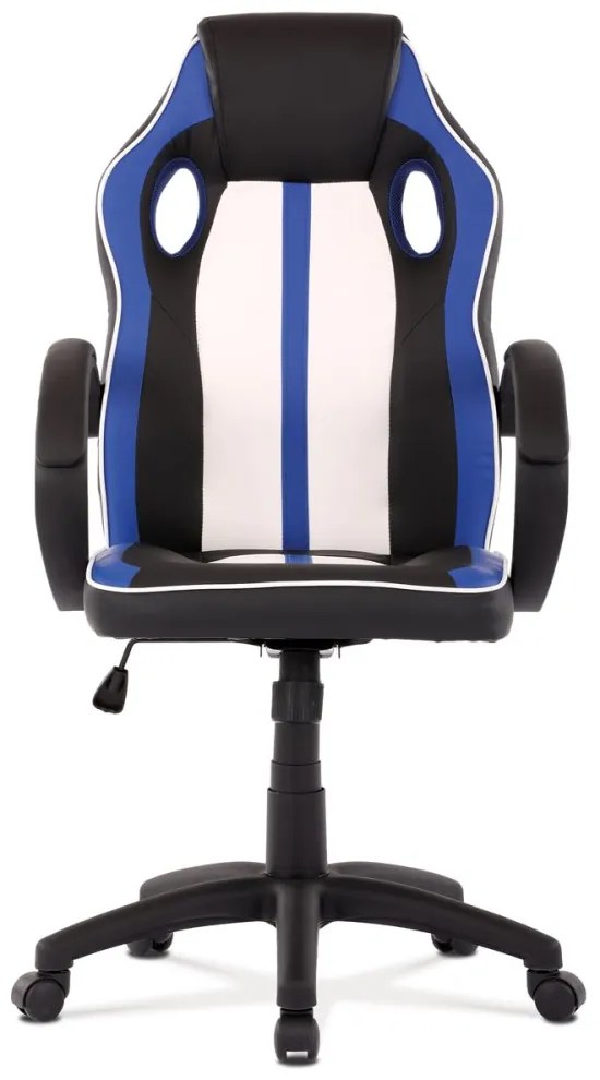 Herná stolička, modrá, biela a čierna ekokoža, hojdací mechanizmus KA-Z505 BLUE