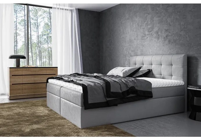 Moderná čalúnená posteľ Riki s úložným priestorom šedá 160 x 200 + topper zdarma