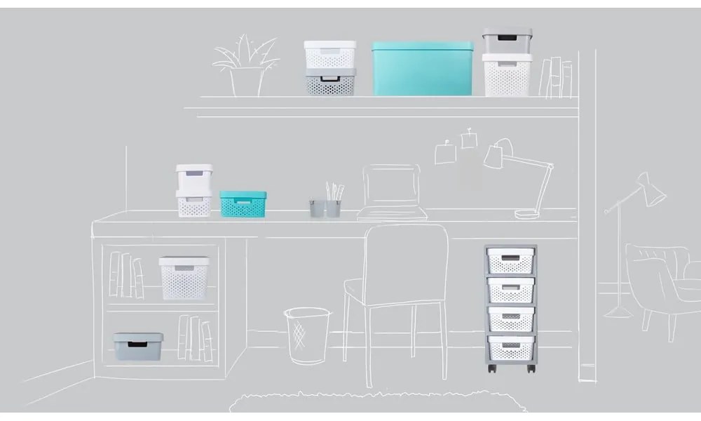 Sivý úložný košík Curver Infinity Dots, 17 l