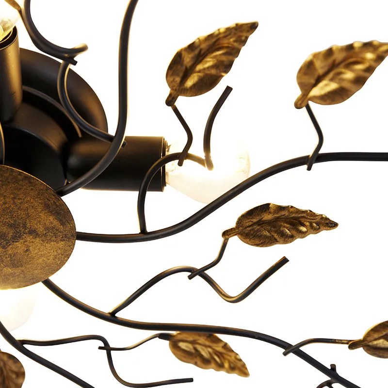 Inteligentné stropné svietidlo čierne so zlatom 80 cm 4-svetlá vrátane 4 Wifi P45 - Foglie