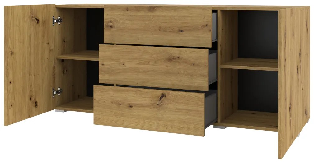Komoda AVANA 2D3S, 140x63x35, biela/wotan dub
