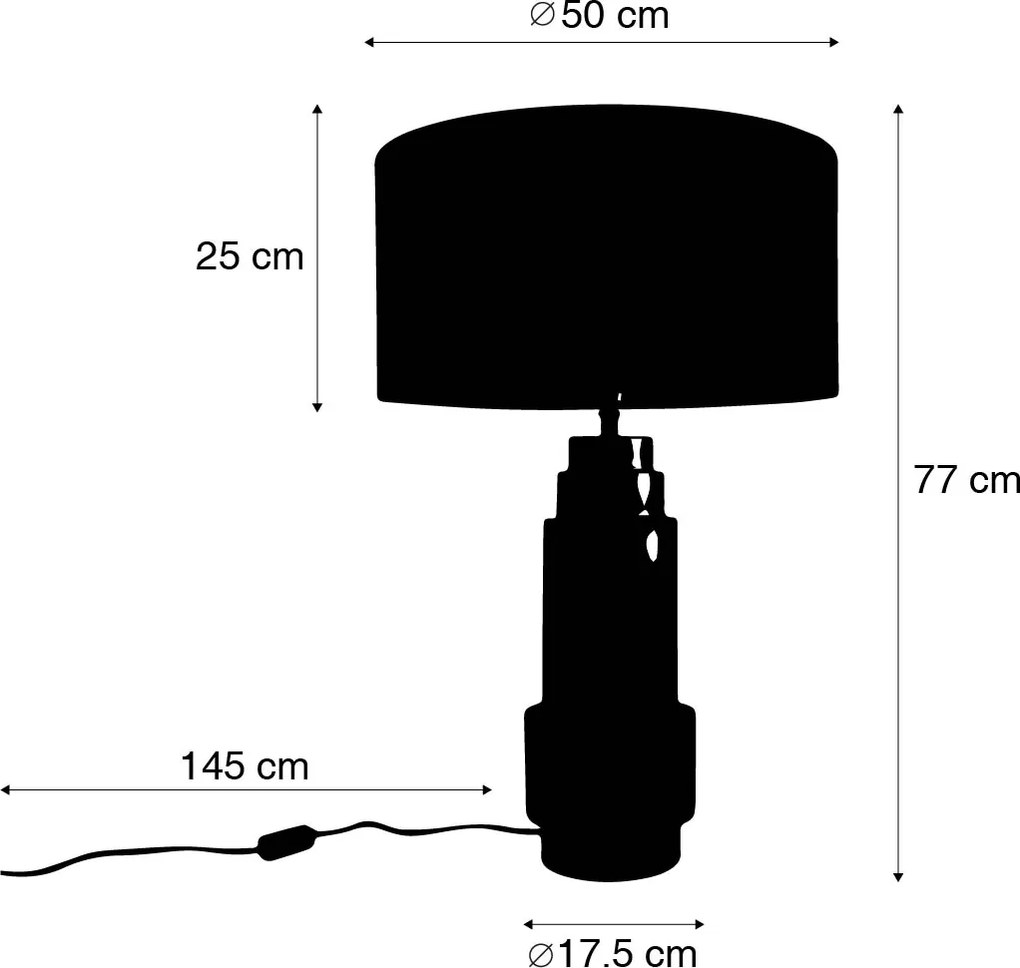 Stolná lampa bronzová s tienidlom z látky svetlohnedá 50 cm - Bruut