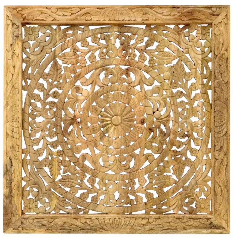 Obraz na stenu Retro 90x90x3 ručne vyrezávaný indický masív mango Retro