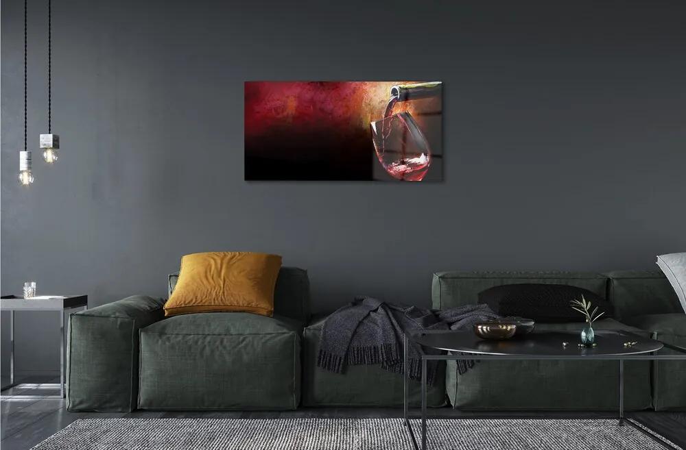 Obraz na skle červené víno 100x50 cm