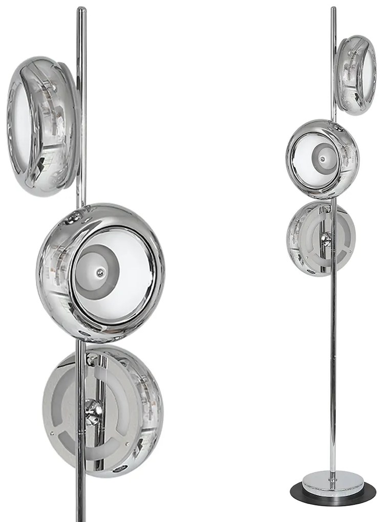 Stojacia lampa Mercurio, 3x chrómové kovové tienidlo, ch