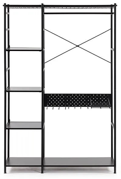 Kovový šatníkový systém storn 120x182 čierny MUZZA