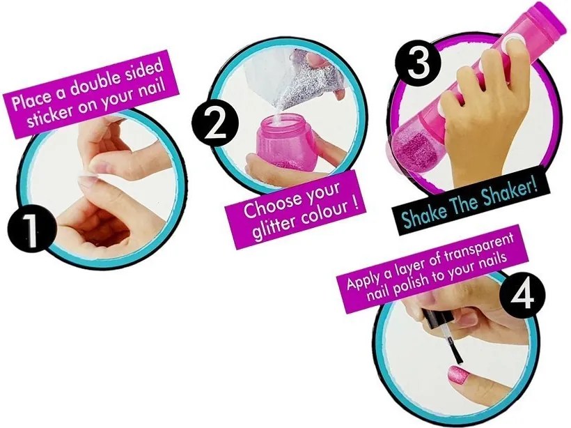 LEAN Toys Sada na maľovanie nechtov Glitter Dispenser Farebné nálepky