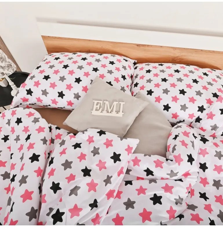 Obliečky bavlnené Hviezdičky ružové EMI, Detský set 90x130 + 45x65