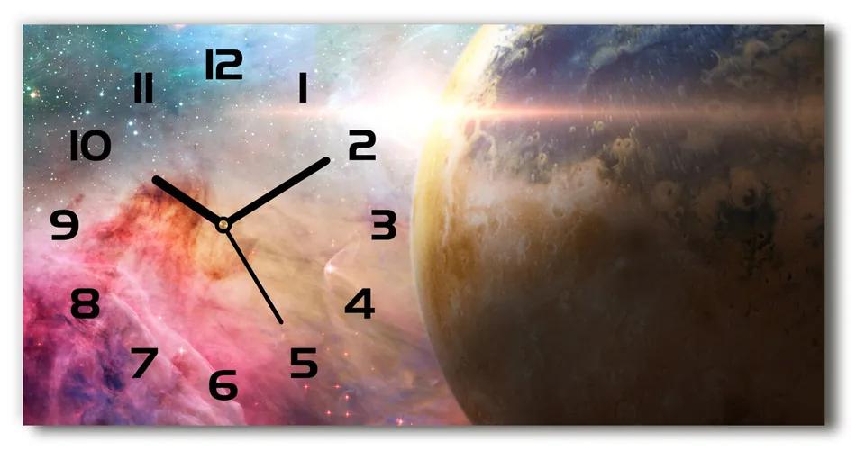 Moderné sklenené hodiny na stenu Vesmír pl_zsp_60x30_f_79958205
