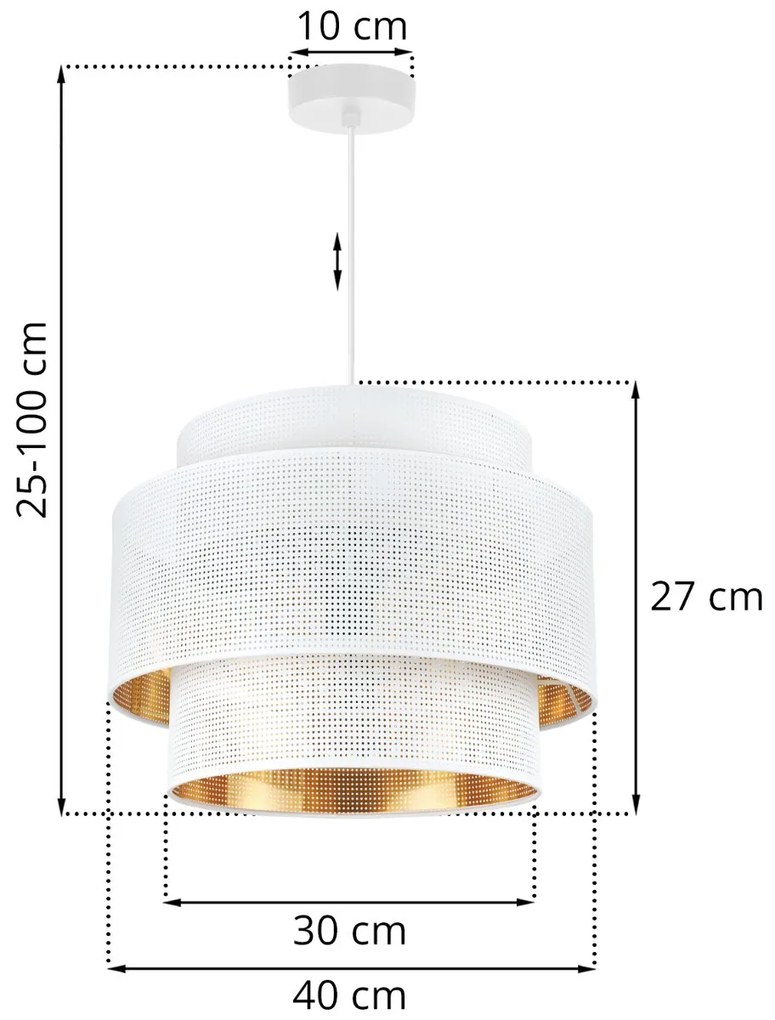 Závesné svietidlo Asti, 1x biele PVC tienidlo, (fi 40cm), g, w