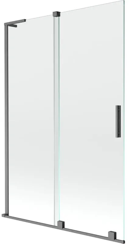 Mexen Velar L, 2-krídlová posuvná vaňová zástena 120 x 150 cm, 8mm číre sklo, brúsený grafit, 896-120-003-01-66