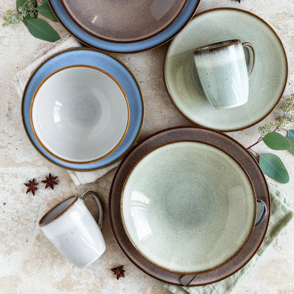 Mäser Súprava plytkých a hlbokých tanierov 8 ks SMOKY'S – zelená