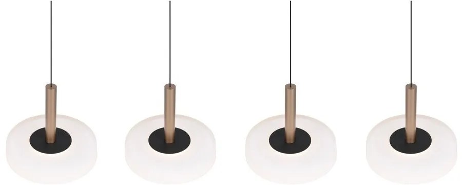 LED stmievateľné závesné svietidlo v čierno-bielo-zlatej farbe so skleneným tienidlom Celeste – Trio