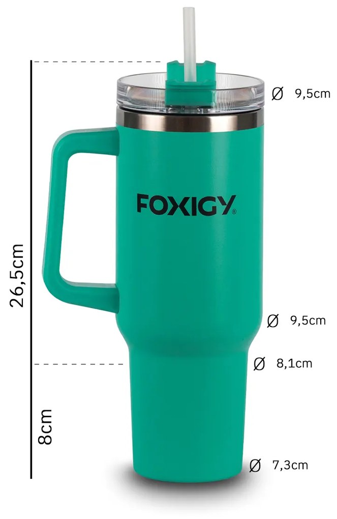 Foxigy Termohrnček do auta so slamkou 1200 ml Azure Blue