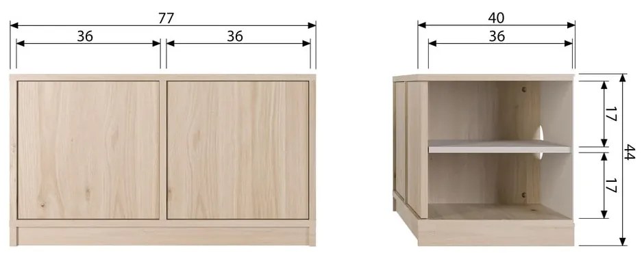 Modulárny TV stolík v dekore duba v prírodnej farbe 77x44 cm Modulair – vtwonen