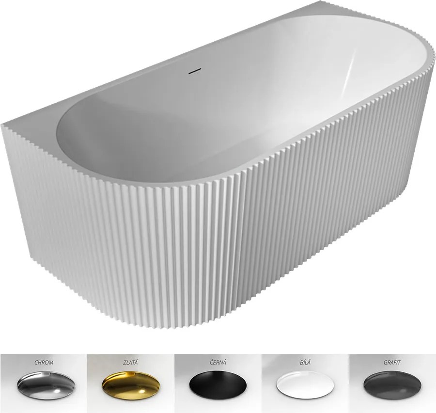 Besco Akrylátová voľne stojaca vaňa Leya 150x75 (170x78) BESCO-Typ výpuste: Click-Clack so štrbinovým prepadom, chróm, BESCO-Rozmery: 170x78
