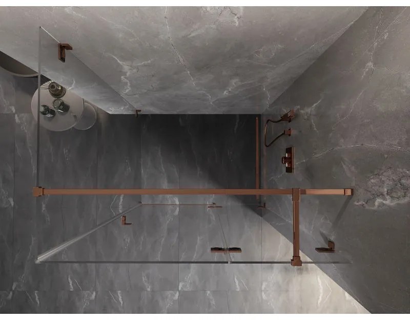 Mexen Lunar T, výklopný pravý sprchový kút 140 x 100 cm, 8mm číre sklo, profil ružové zlato, 834T-140-100-60-00-P