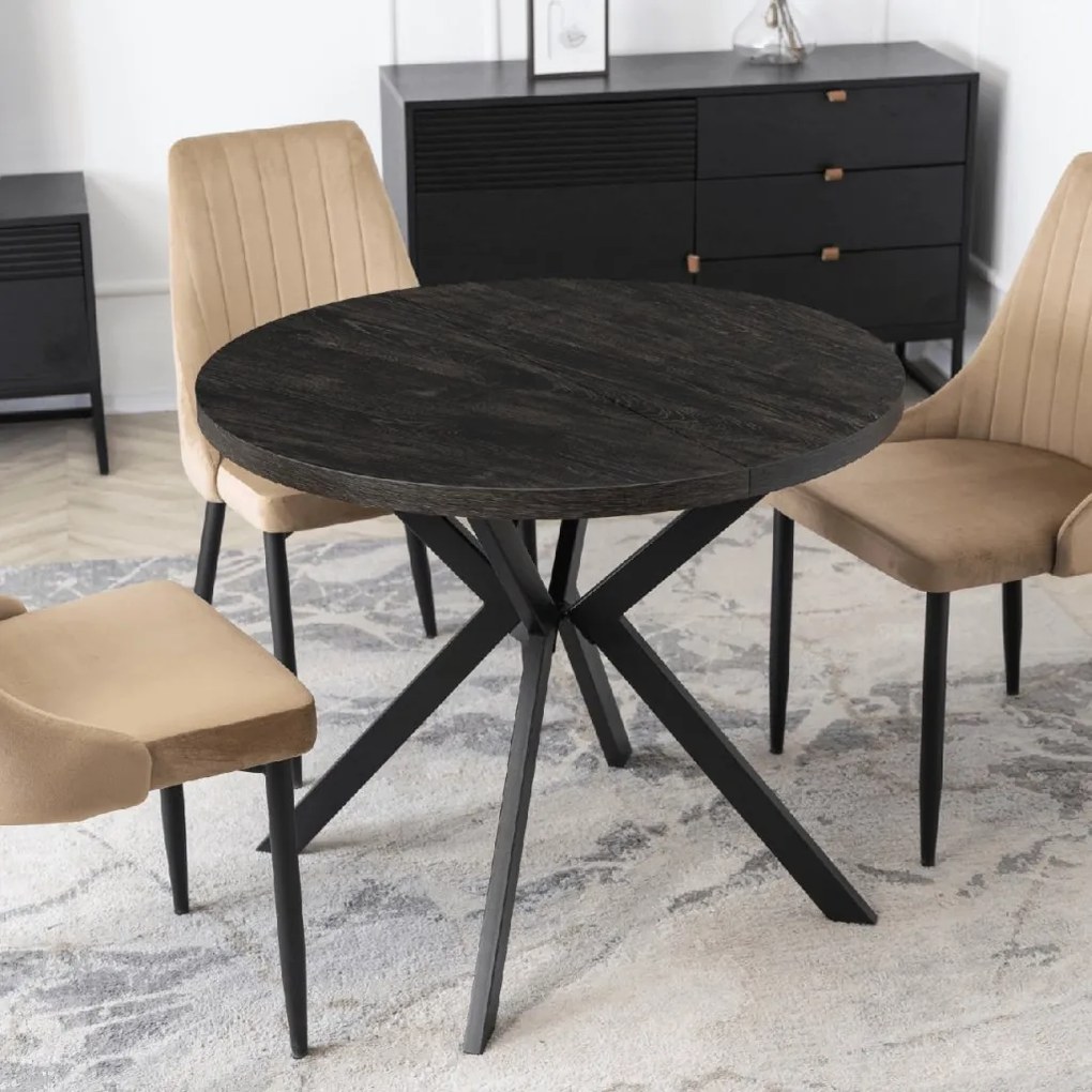 PROXIMA.store - Okrúhly rozkladací stôl LUGO FARBA: biela, FARBA NÔH: zlatá